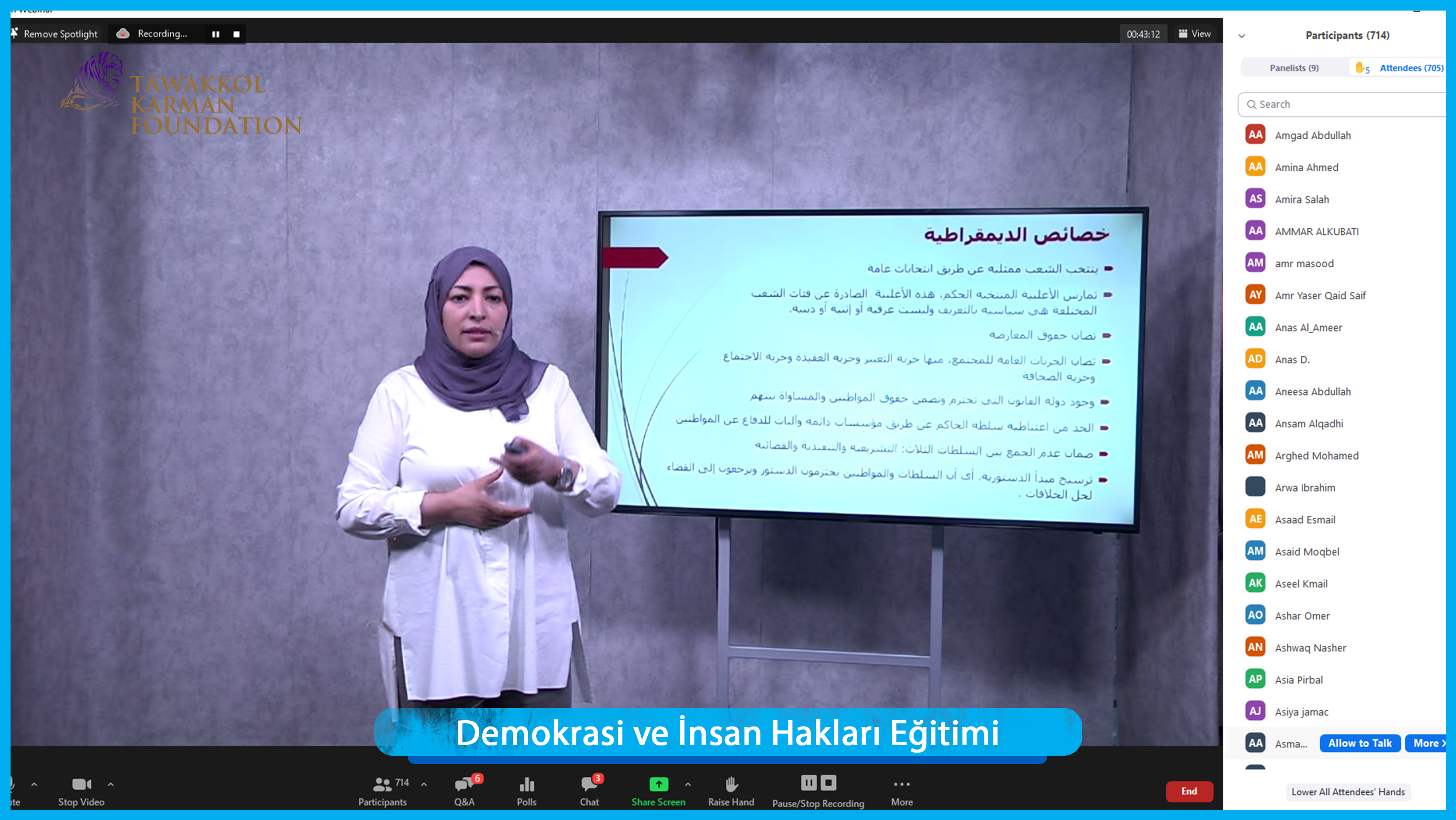 TKV Demokrasi ve Barışın İnşası Kursunun İkinci Versiyonunu Başlattı